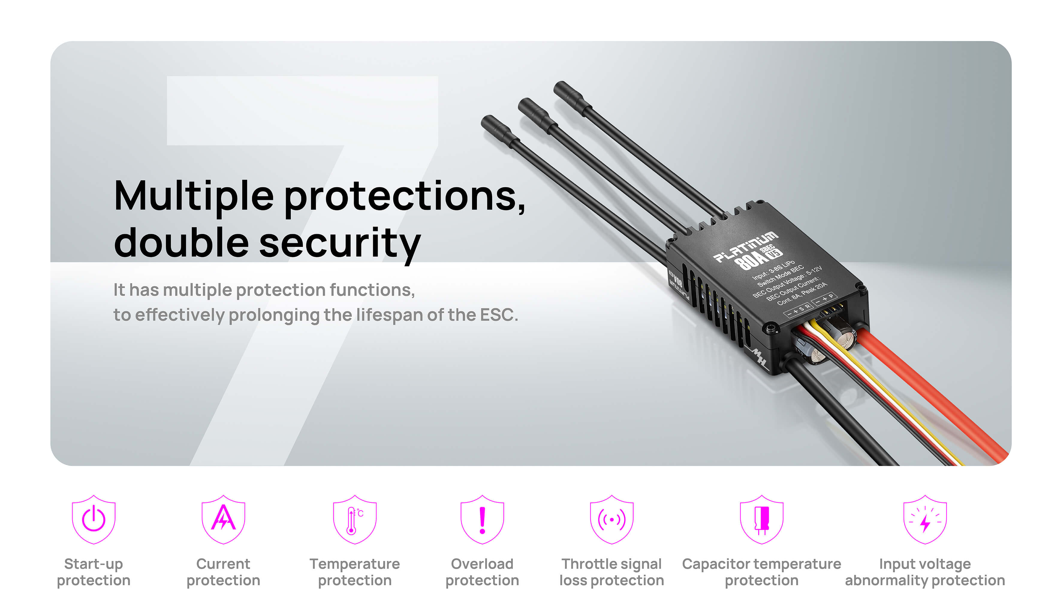 Platinum 80A V5 ESC Next-Level Cooling Performance for Demanding Flights-4