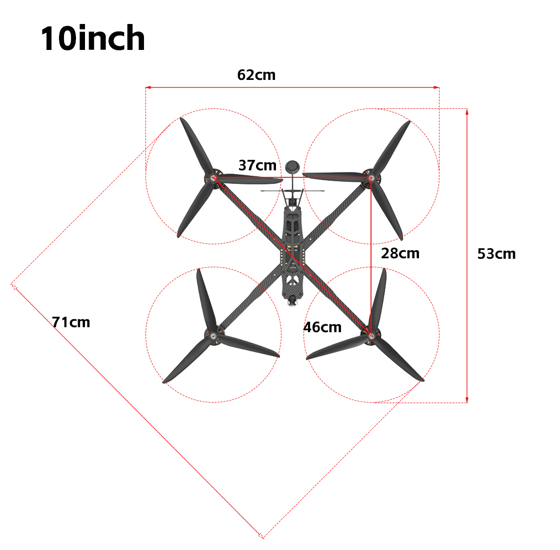 مجموعة طائرة بدون طيار FPV مقاس 10 بوصات مزودة بمحرك Pi Thrust 3115 ونظام دفع متوافق